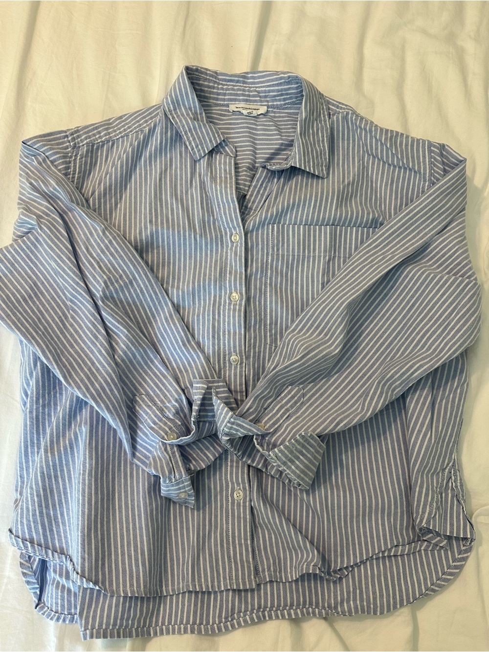 BeachLunchLounge Blue & White Striped Button-Down Women’s Shirt, size L